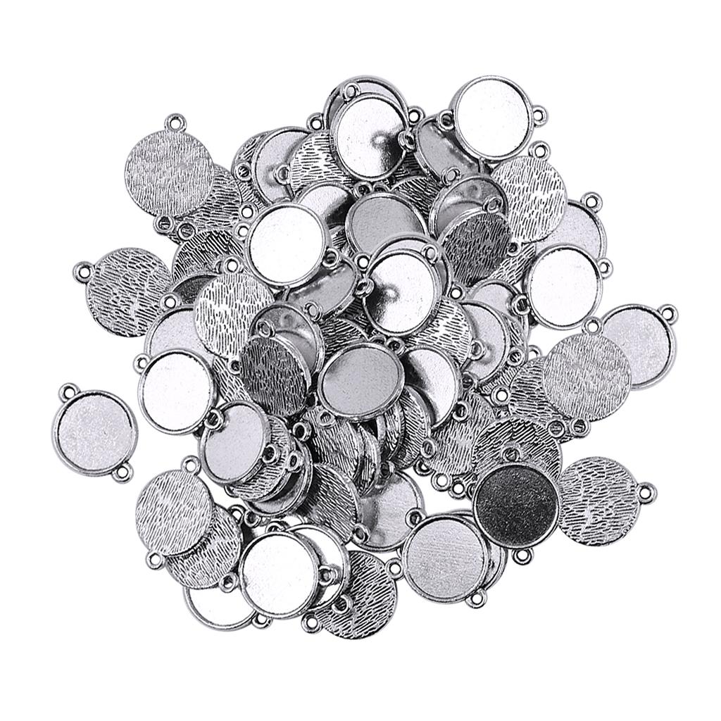 100 Pieces Blank Bezel Pendants Blanks Base Settings for Jewelry Making 12mm