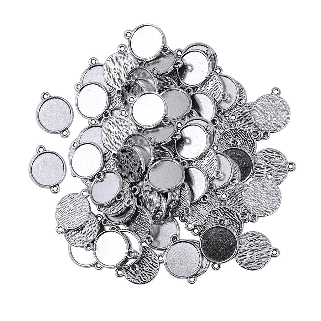 100 Pieces Blank Bezel Pendants Blanks Base Settings for Jewelry Making 12mm