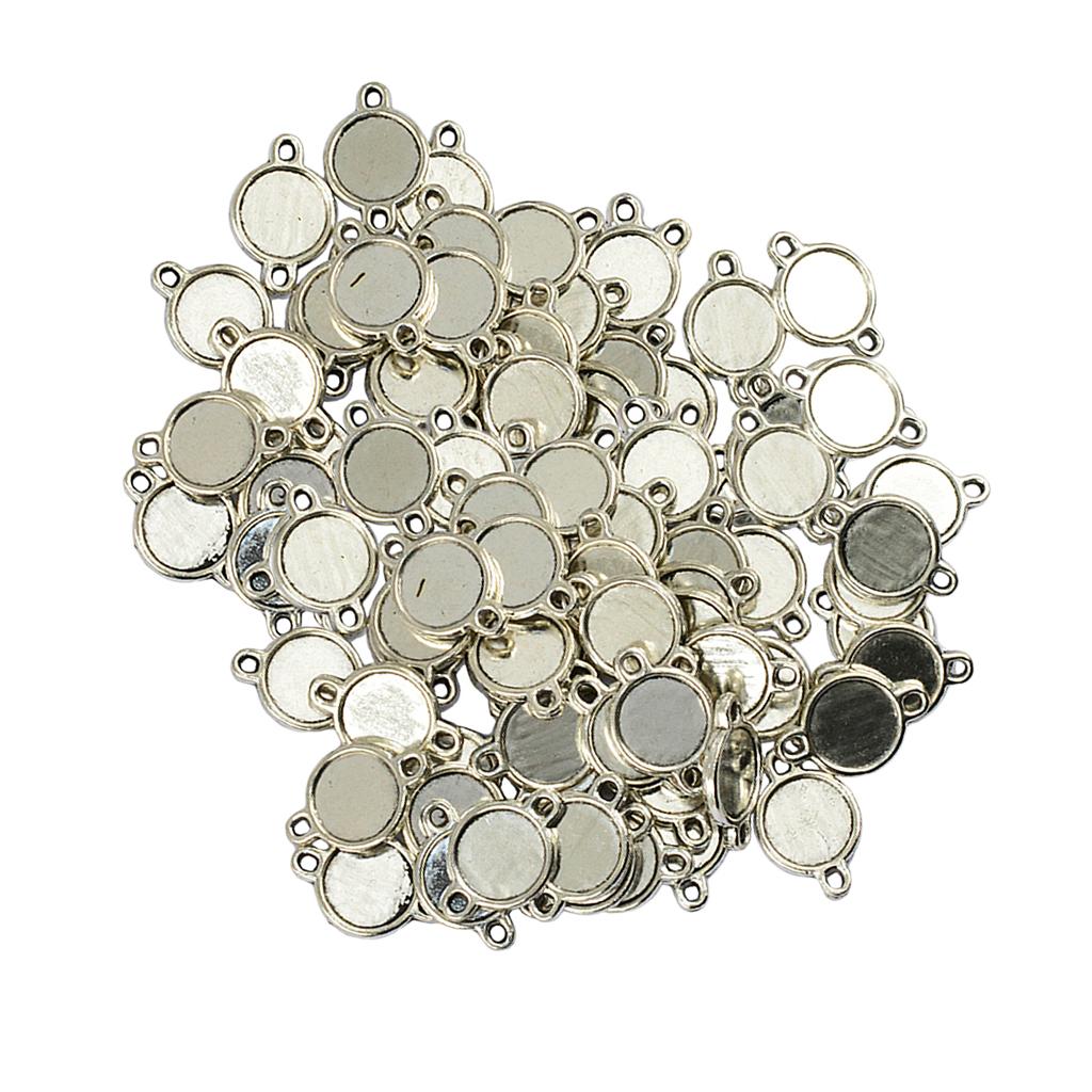100 Pieces Double Sided Bezel Pendants Blanks Base Settings for Jewelry 10mm