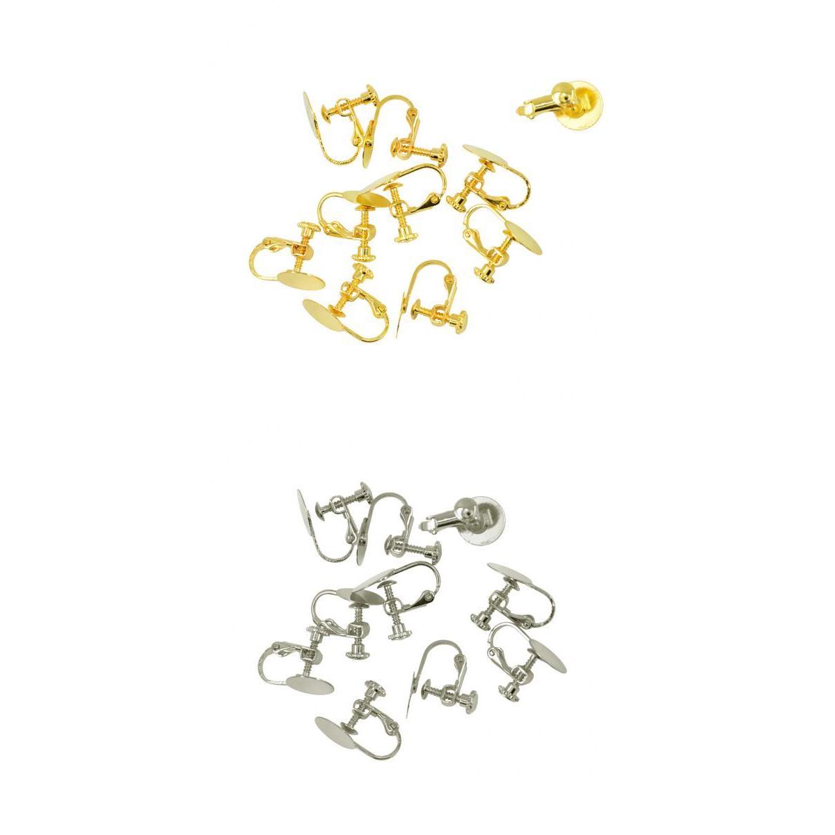 20 Pieces Gold Silver Brass Clip-on Earring for Non-pierced Ears Screw Pads