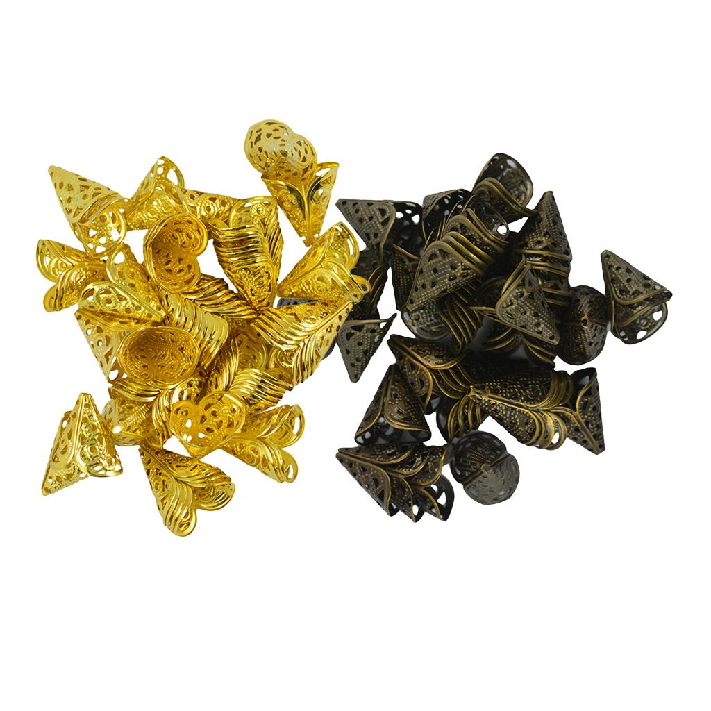 100 Pieces Gold Bronze Handmade Flower Cup Bead Cap End Cap Jewelry Findings