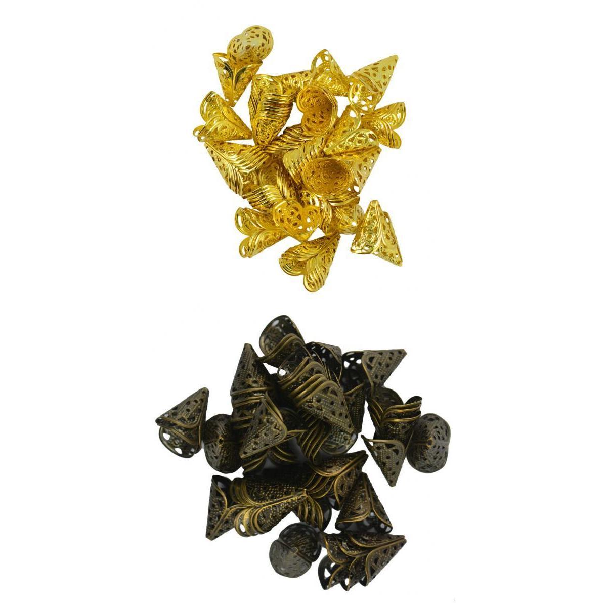 100 Pieces Gold Bronze Handmade Flower Cup Bead Cap End Cap Jewelry Findings