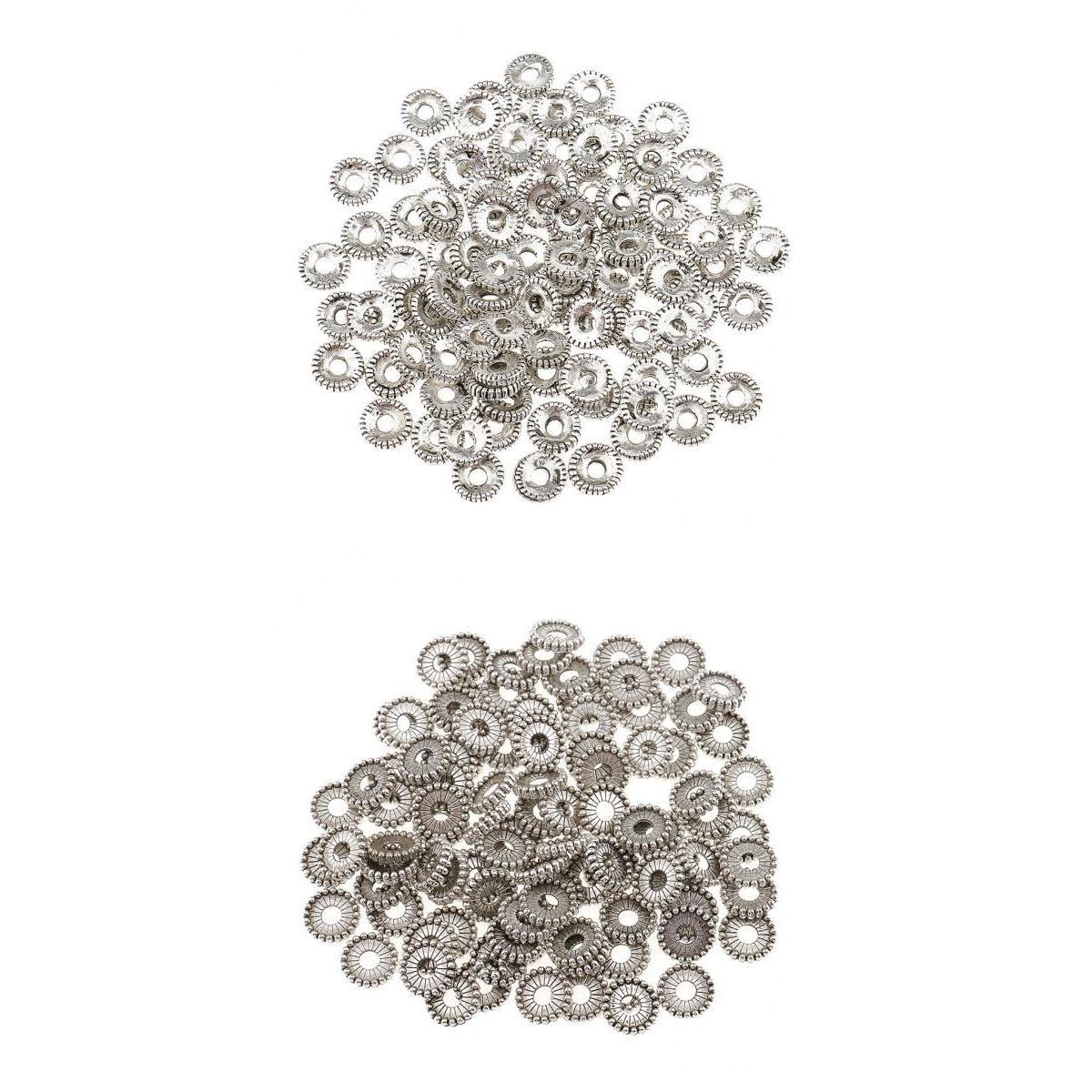 200 Pieces Tibetan Silver Spacer Beads Jewelry Making Findings 6mm 8mm Holes