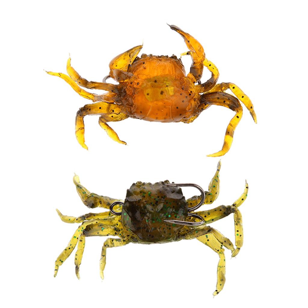 2 Pieces Artificial Crab Fishing Lures Soft Fishing Baits 3D Simulation Bait