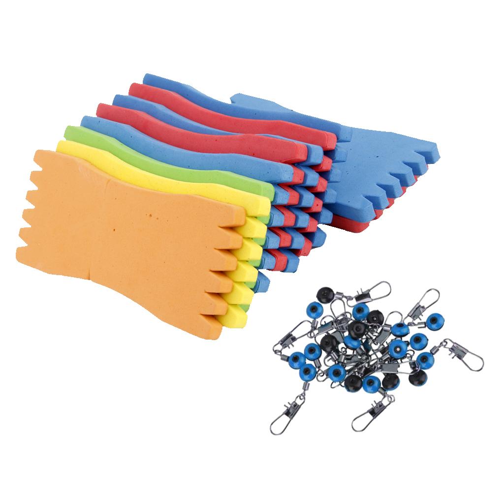 20pcs Space Bean Fishing Clip Connector 10pcs Fishing Foam Line Board Tackle