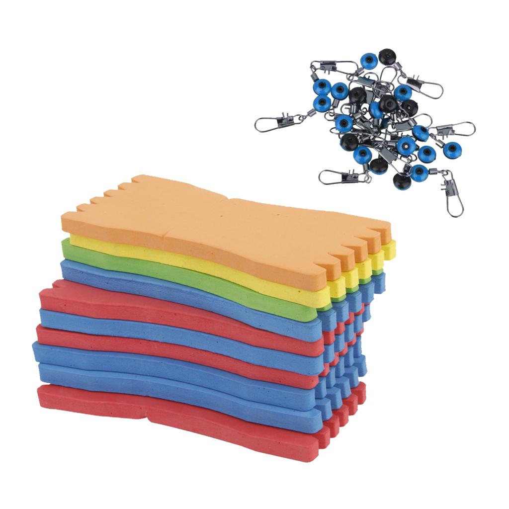 20pcs Space Bean Fishing Clip Connector 10pcs Fishing Foam Line Board Tackle
