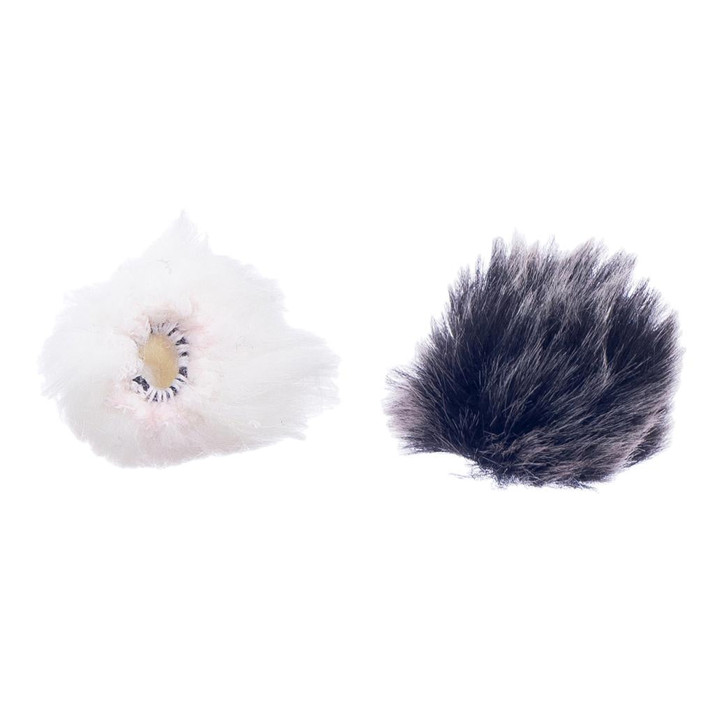 Black +White Fur Microphone Windscreen for Lapel Lavalier Mic 0.5cm