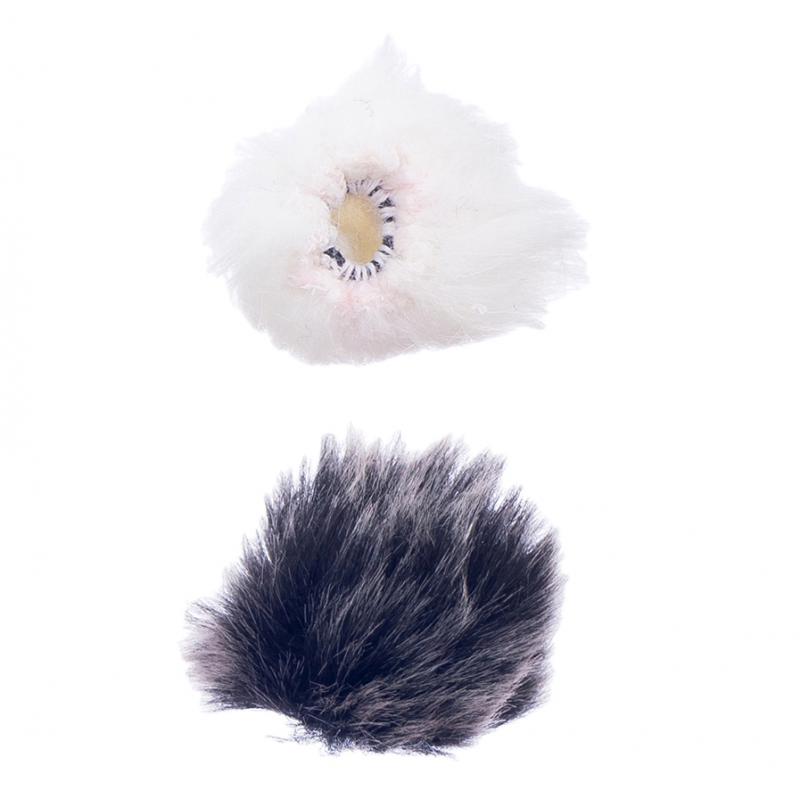 Black +White Fur Microphone Windscreen for Lapel Lavalier Mic 0.5cm