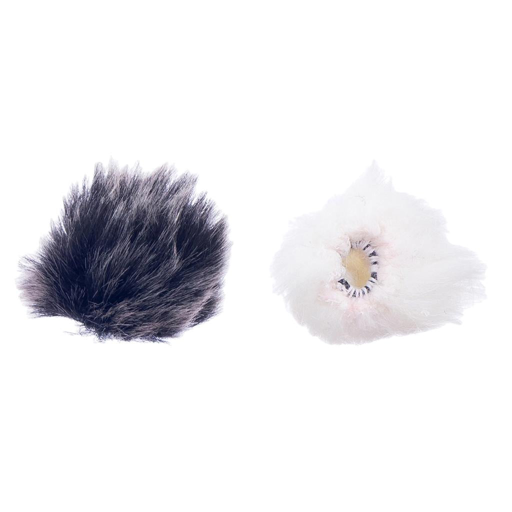 Black +White Fur Microphone Windscreen for Lapel Lavalier Mic 0.5cm