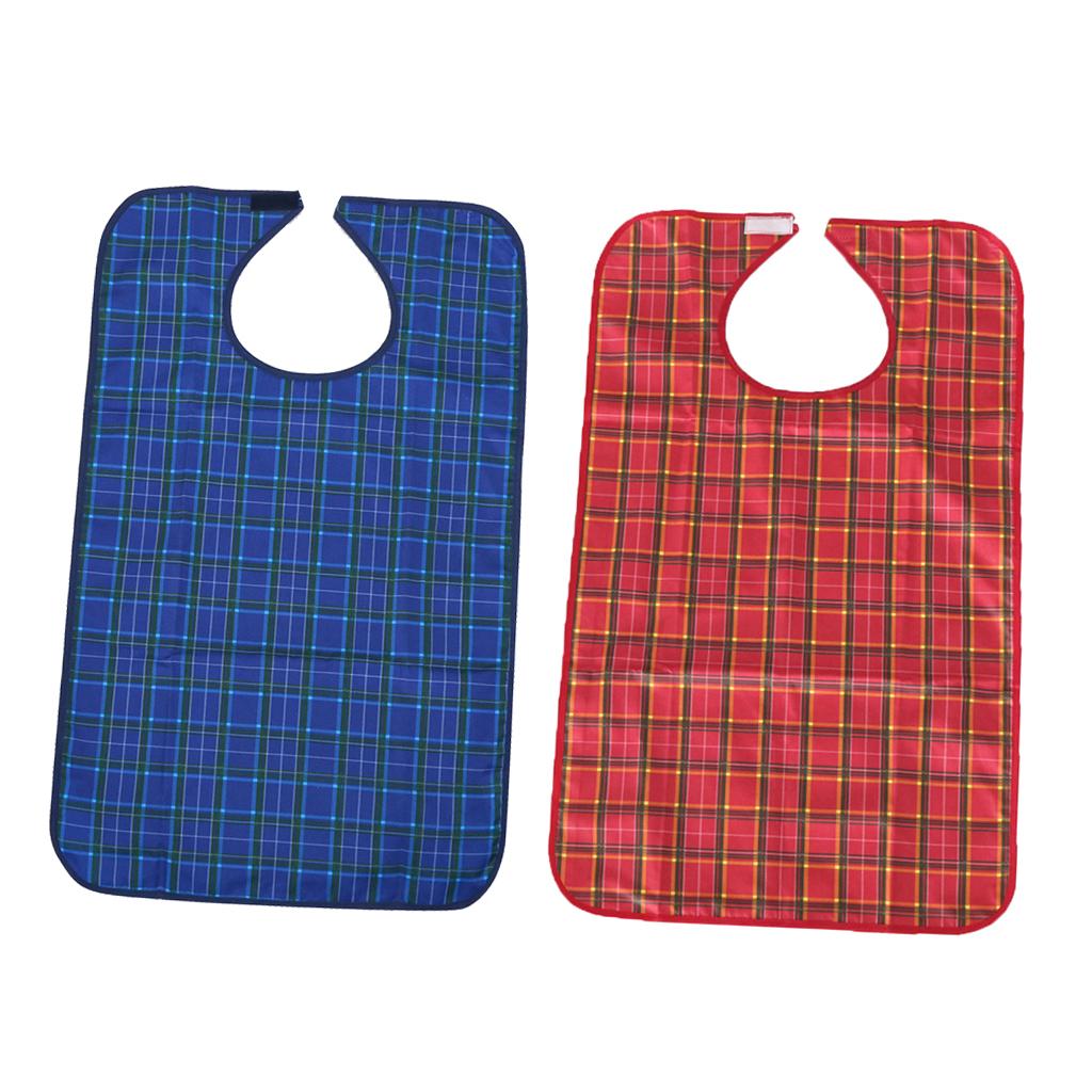 2x Waterproof Adults Elder Mealtime Cloth Protector Disability Aid Bib