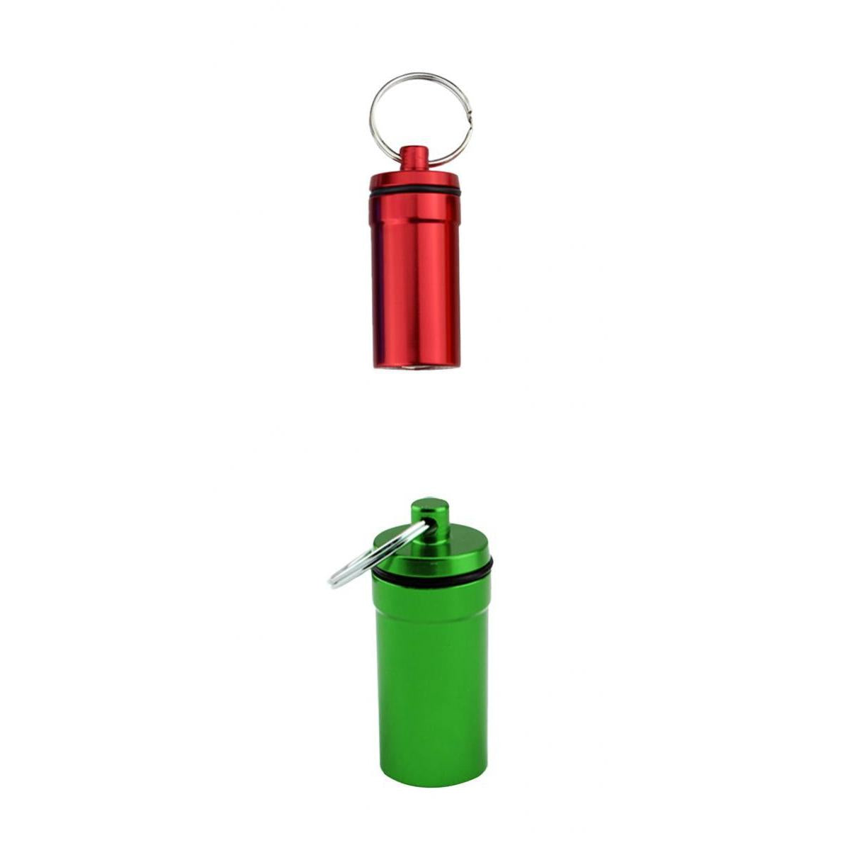 2 Pieces Waterproof Pill Box Case Holder Containers Capsule Bottles Keychain