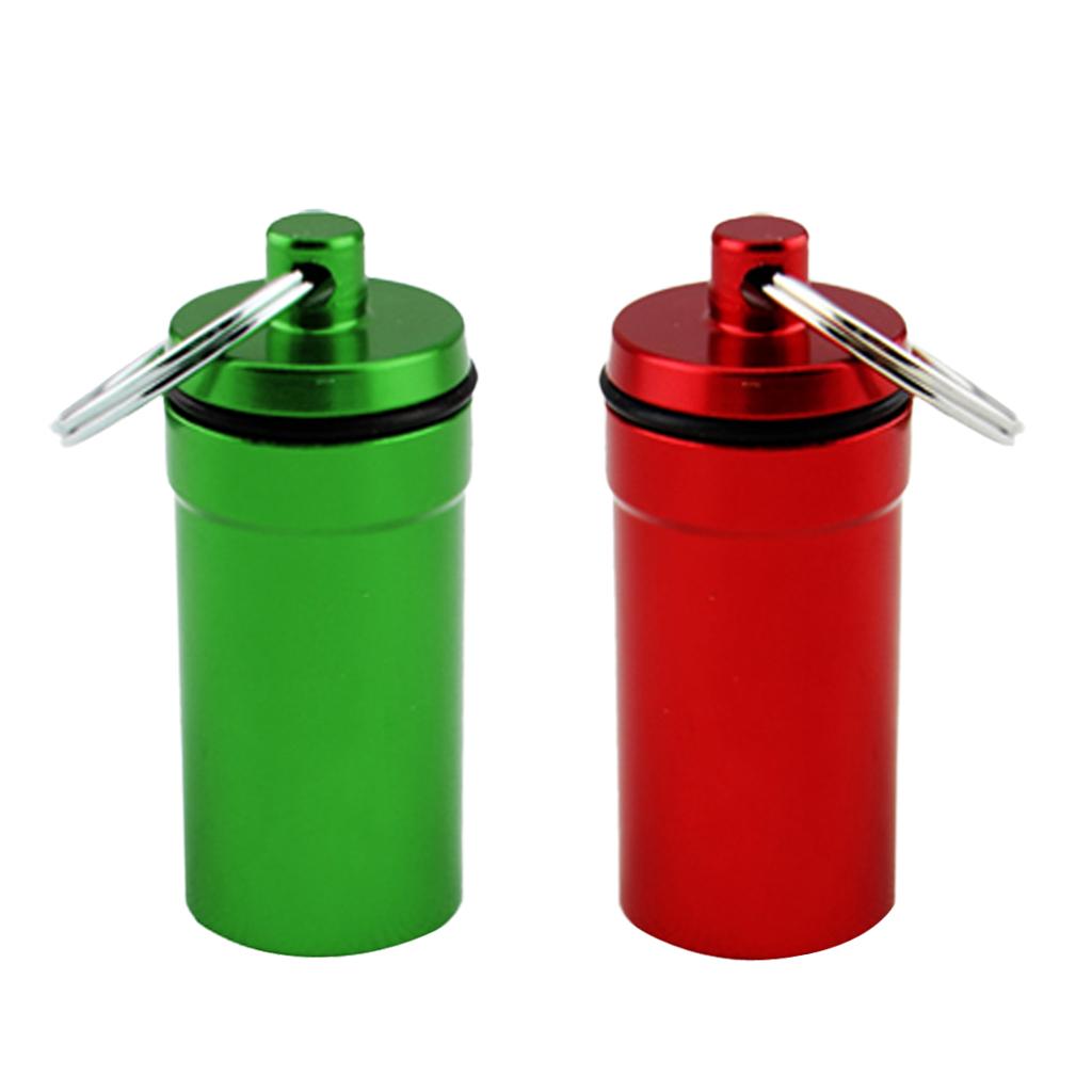 2 Pieces Waterproof Pill Box Case Holder Containers Capsule Bottles Keychain