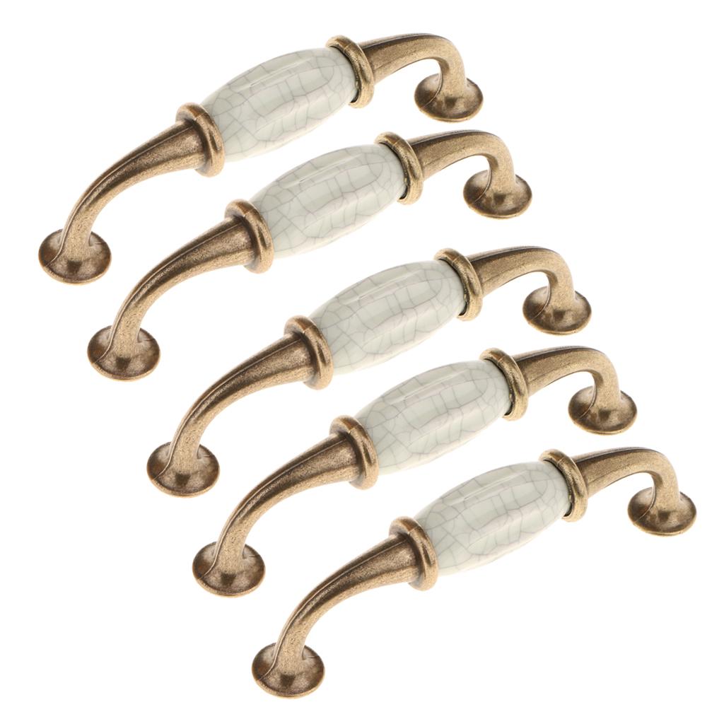5 Pieces Vintage Elegant Cabinet Pull Knobs Door Handle #8 96mm Hole Pitch
