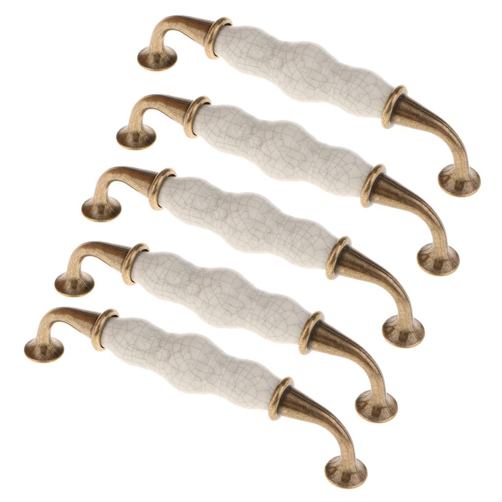 5 Pieces Vintage Elegant Cabinet Pull Knobs Door Handle #9 128mm Hole Pitch