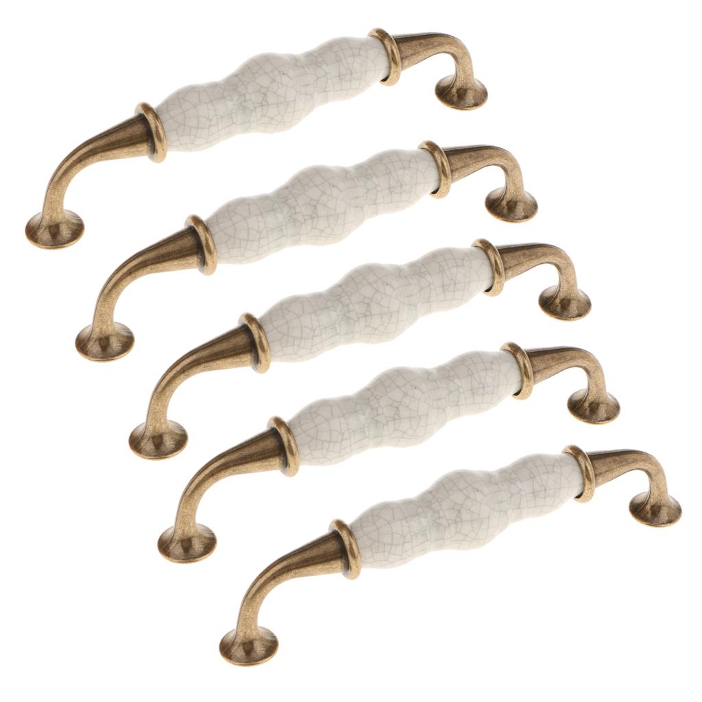 5 Pieces Vintage Elegant Cabinet Pull Knobs Door Handle #9 128mm Hole Pitch
