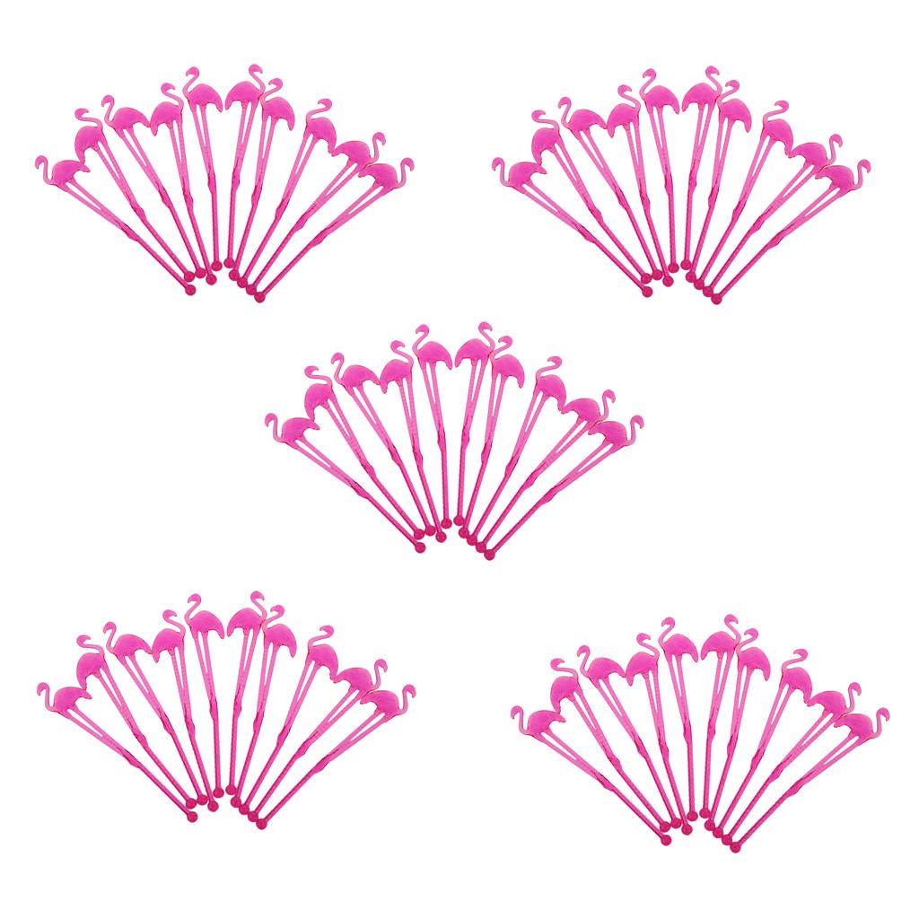 50 Pieces Hawaii Flamingo Cocktail Milk Coffee Stirring Sticks Party Rose
