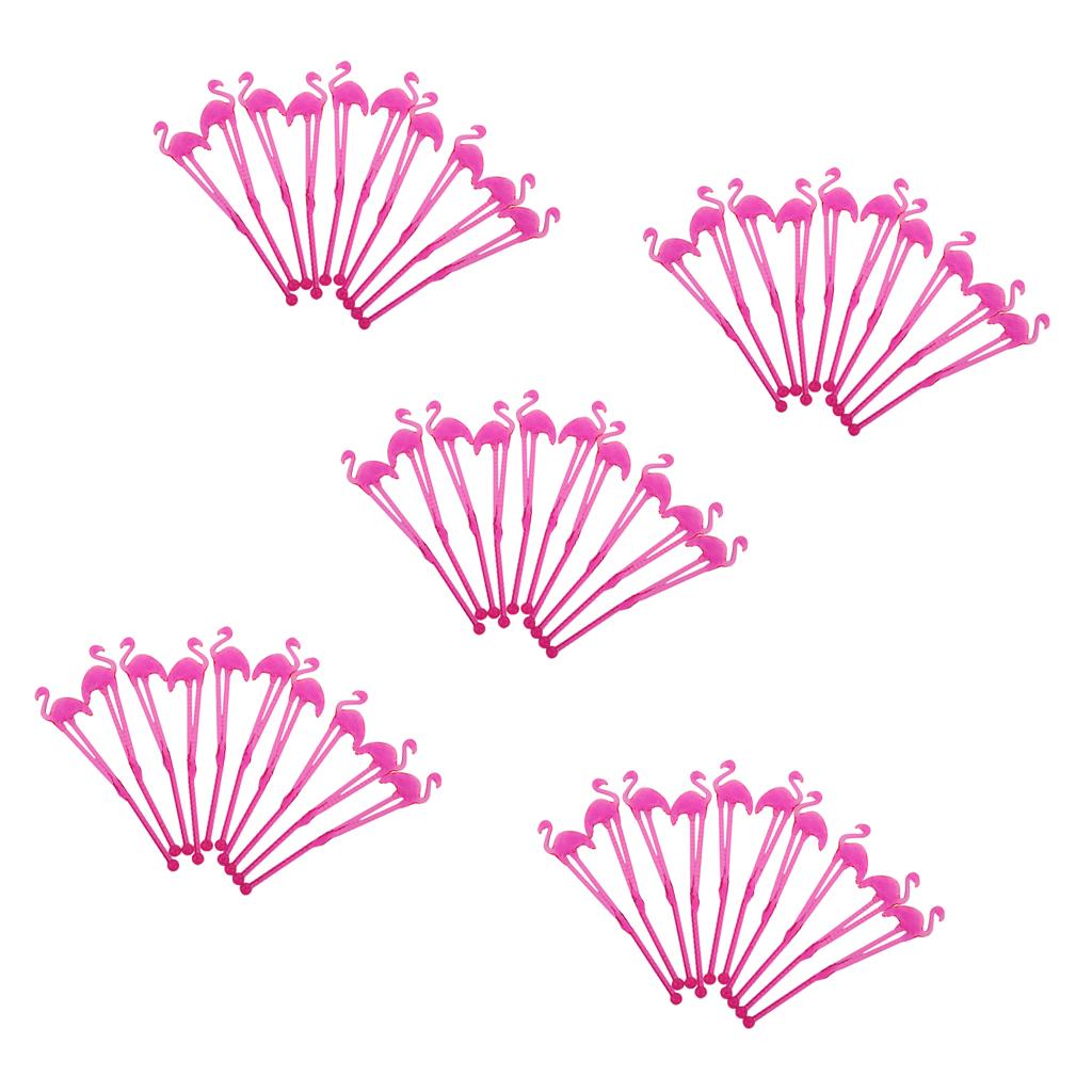 50 Pieces Hawaii Flamingo Cocktail Milk Coffee Stirring Sticks Party Rose