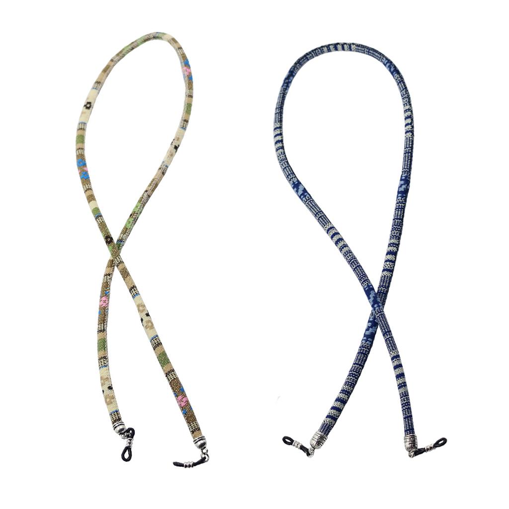2 Pieces Ethnic Coarse Cotton Eyeglasses Rope Neck Cord Sunglasses Holder
