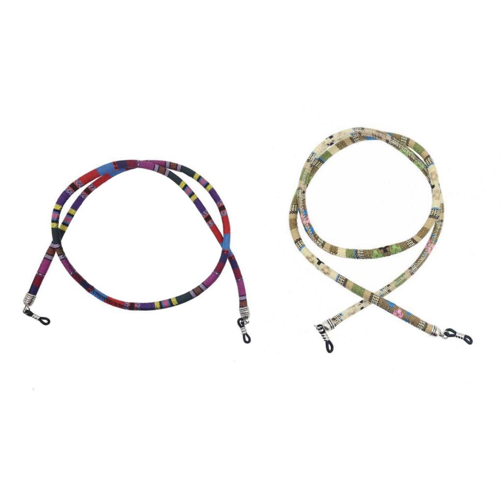 2 Pieces Bohemia Cotton Eyeglasses Rope Neck Cord Sunglasses Holder Retainer