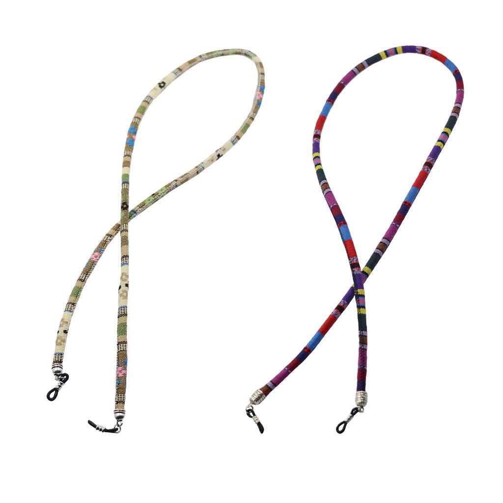 2 Pieces Bohemia Cotton Eyeglasses Rope Neck Cord Sunglasses Holder Retainer
