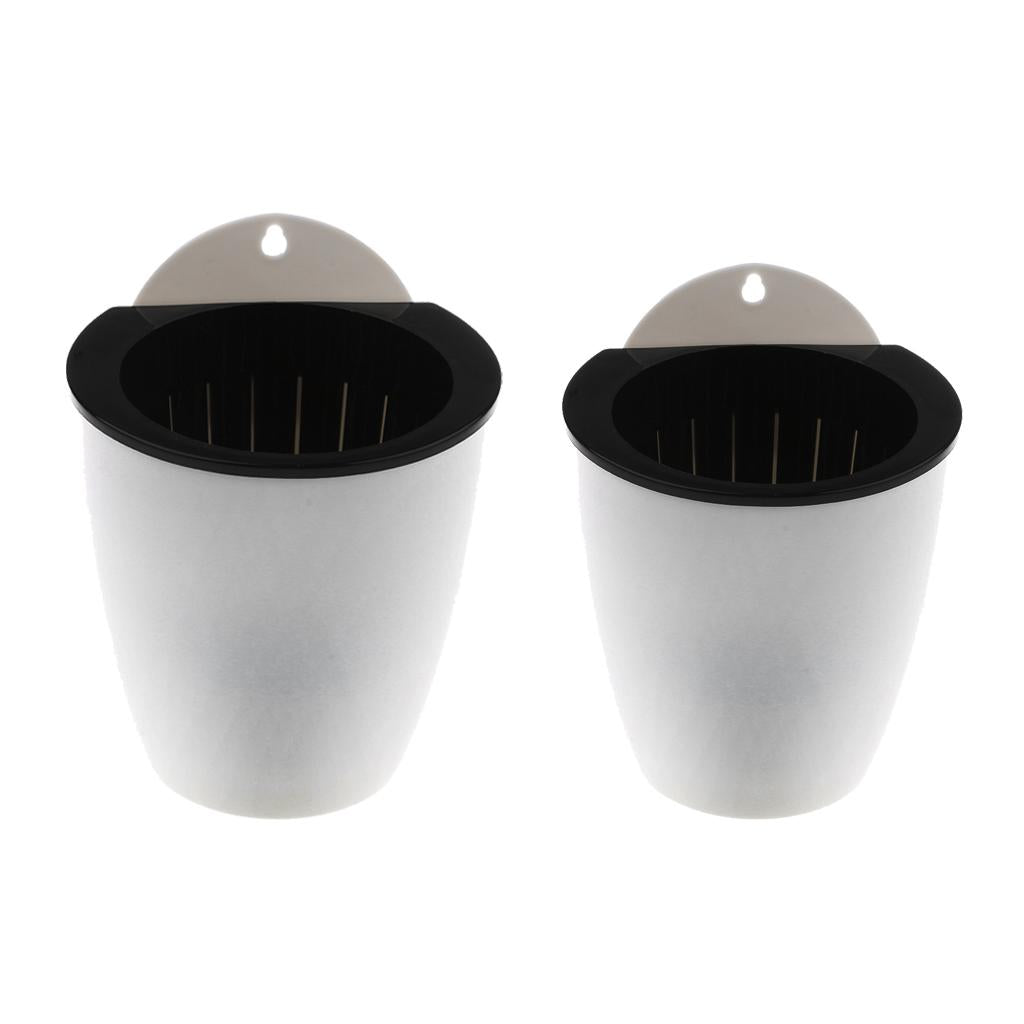 2Pcs Garden Self-watering Plant Flower Pot Wall Hanging Plastic Planter S, L