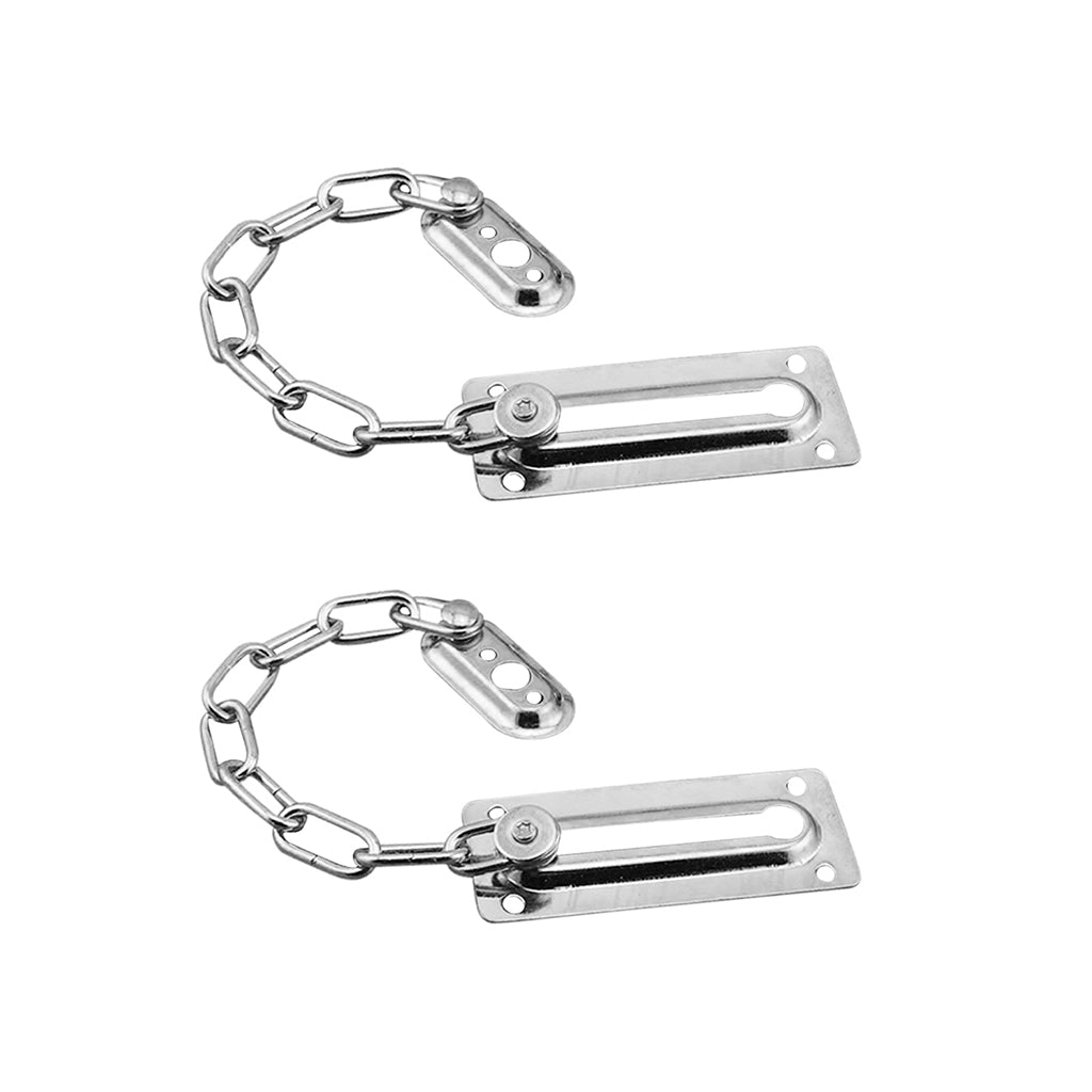 2x Stainless Steel Door Chain Guard Lock Slide Bolt for Home Security Silver