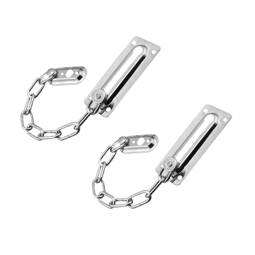 2x Stainless Steel Door Chain Guard Lock Slide Bolt for Home Security Silver