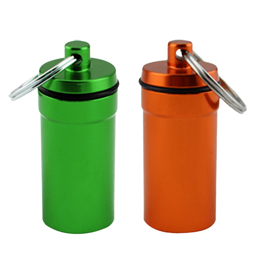 2 Pieces Portable Pill Case Holder Keychain Medicine Container Waterproof