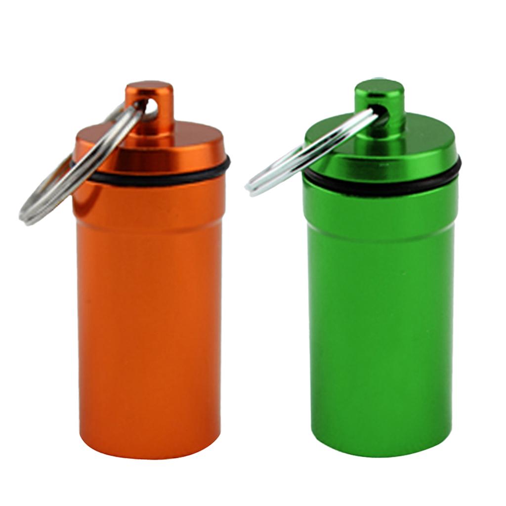 2 Pieces Portable Pill Case Holder Keychain Medicine Container Waterproof