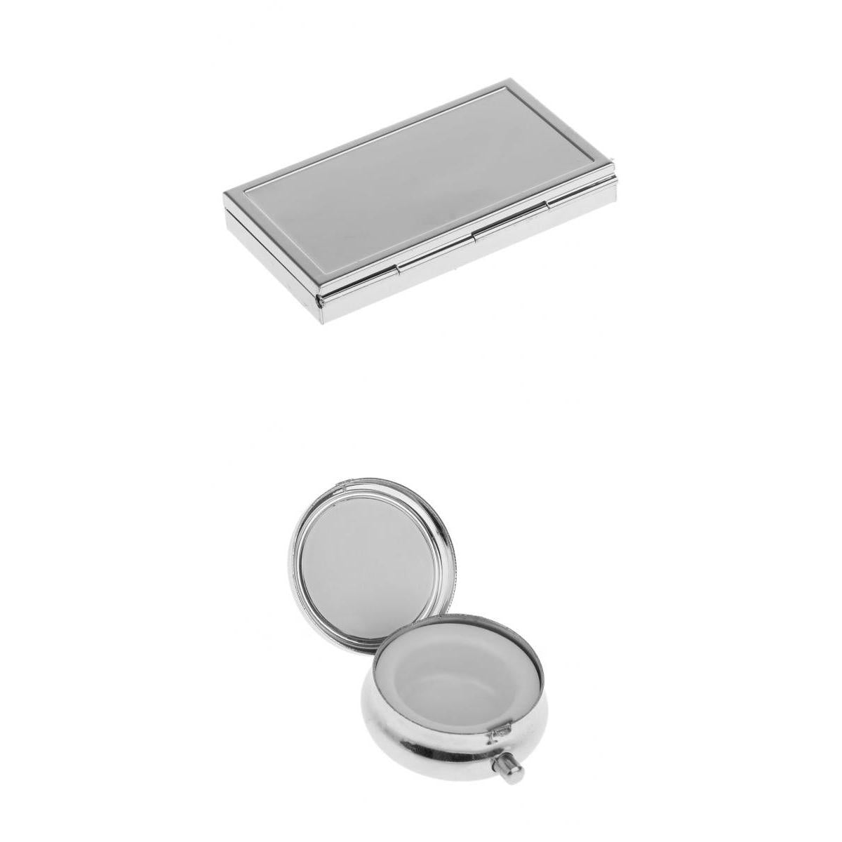 2 Pieces Travel Metal Pill Box Medicine Organizer Container Case Storage