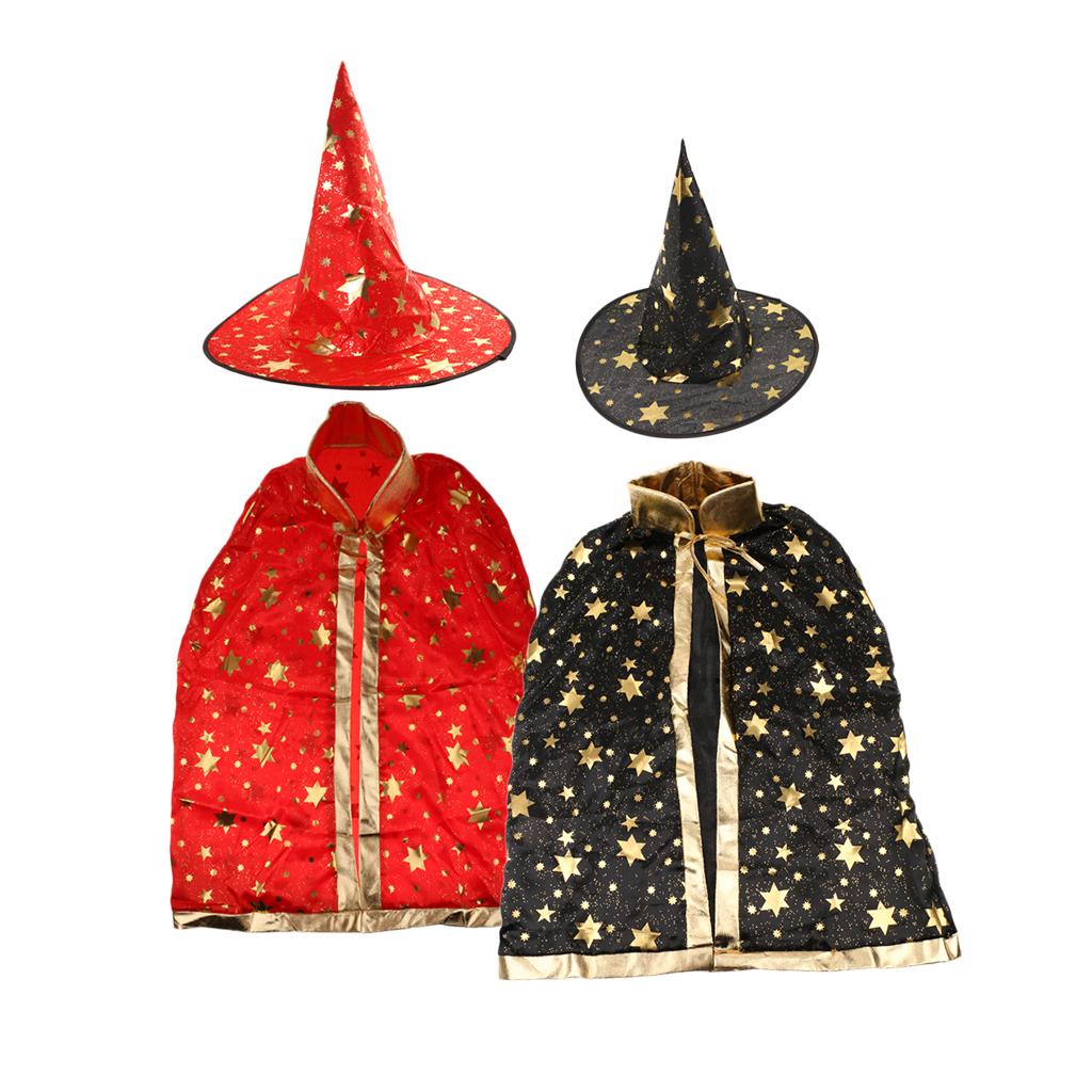 2 Pieces Magic Kids Cosplay Cloak Halloween Fancy Dress Fairy Witch Costume