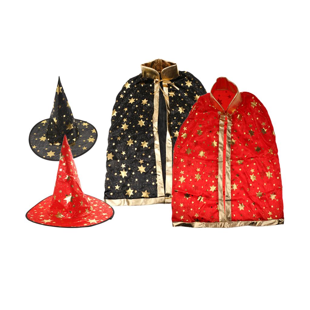 2 Pieces Magic Kids Cosplay Cloak Halloween Fancy Dress Fairy Witch Costume