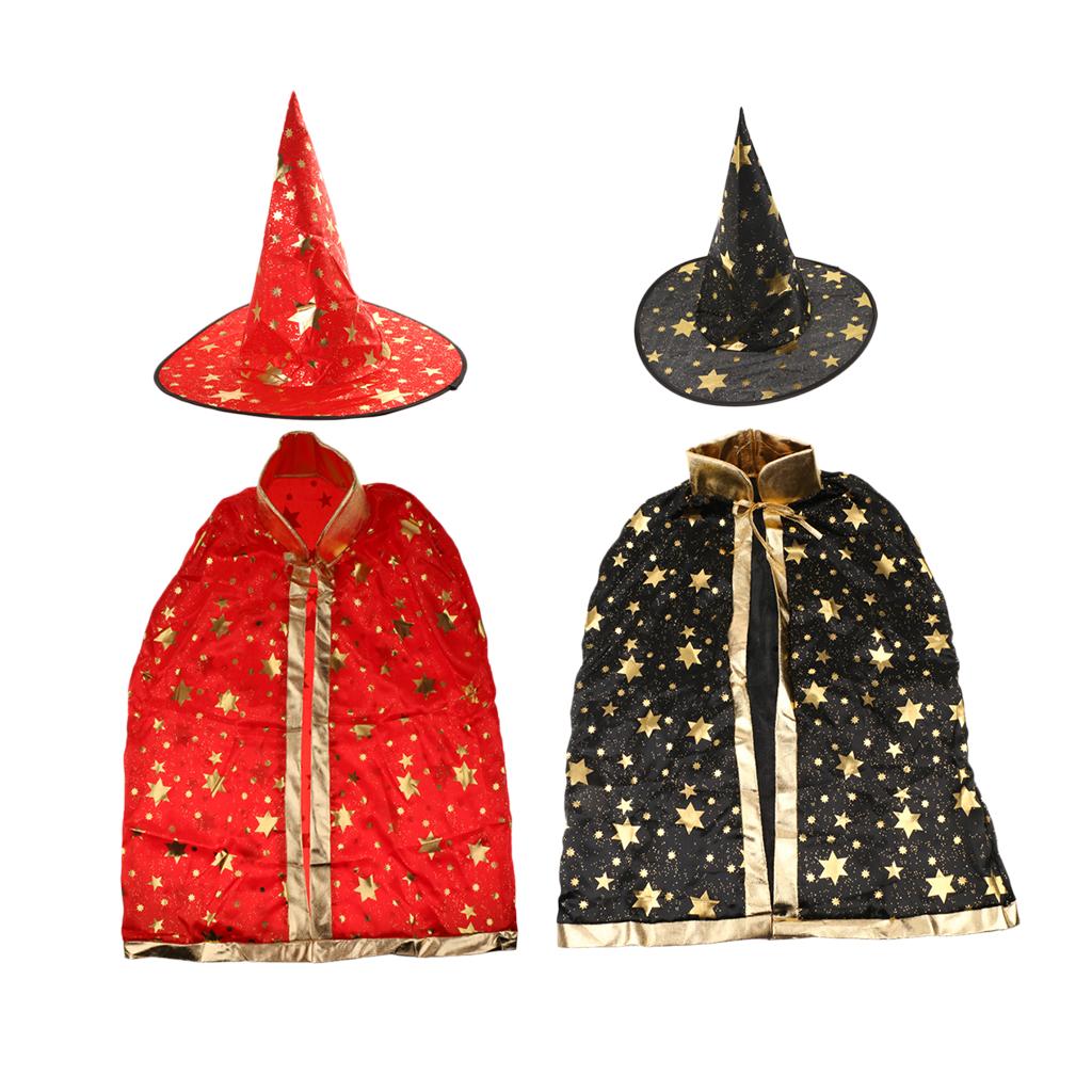 2 Pieces Magic Kids Cosplay Cloak Halloween Fancy Dress Fairy Witch Costume
