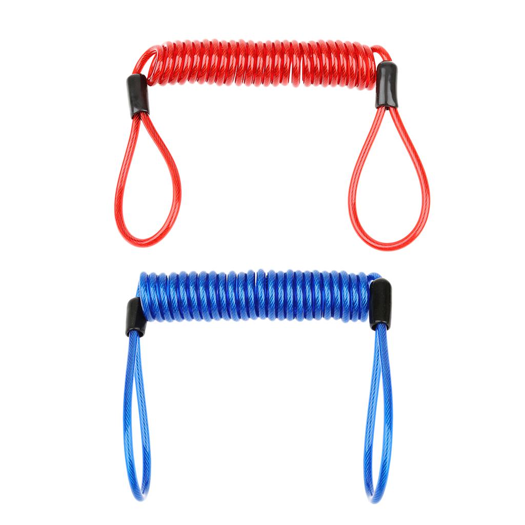 2 Pieces 1.5m Safety Lanyard Spring Coil Rope Disc Brake Lock Reminder Cable