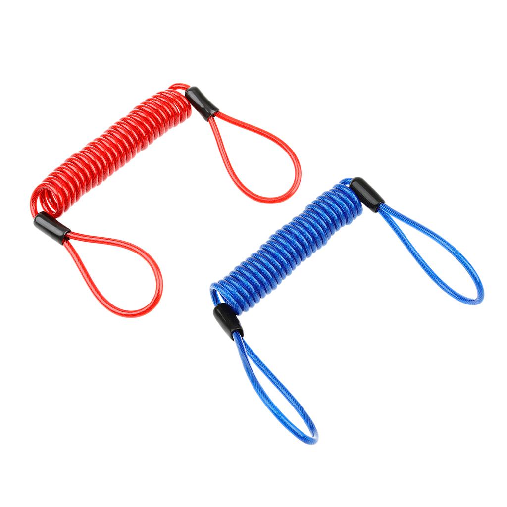 2 Pieces 1.5m Safety Lanyard Spring Coil Rope Disc Brake Lock Reminder Cable