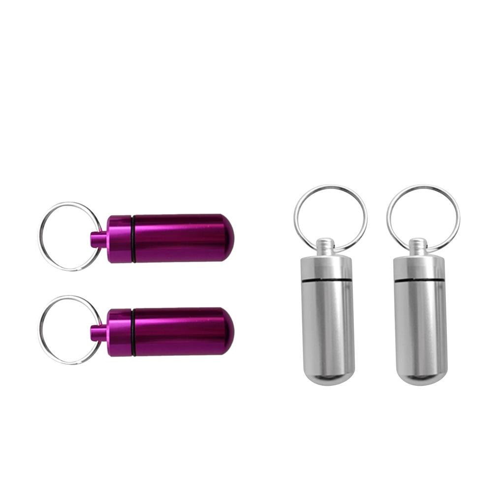 4x Portable Waterproof Pill Case Keychain Storage Box Pill Container Keyring