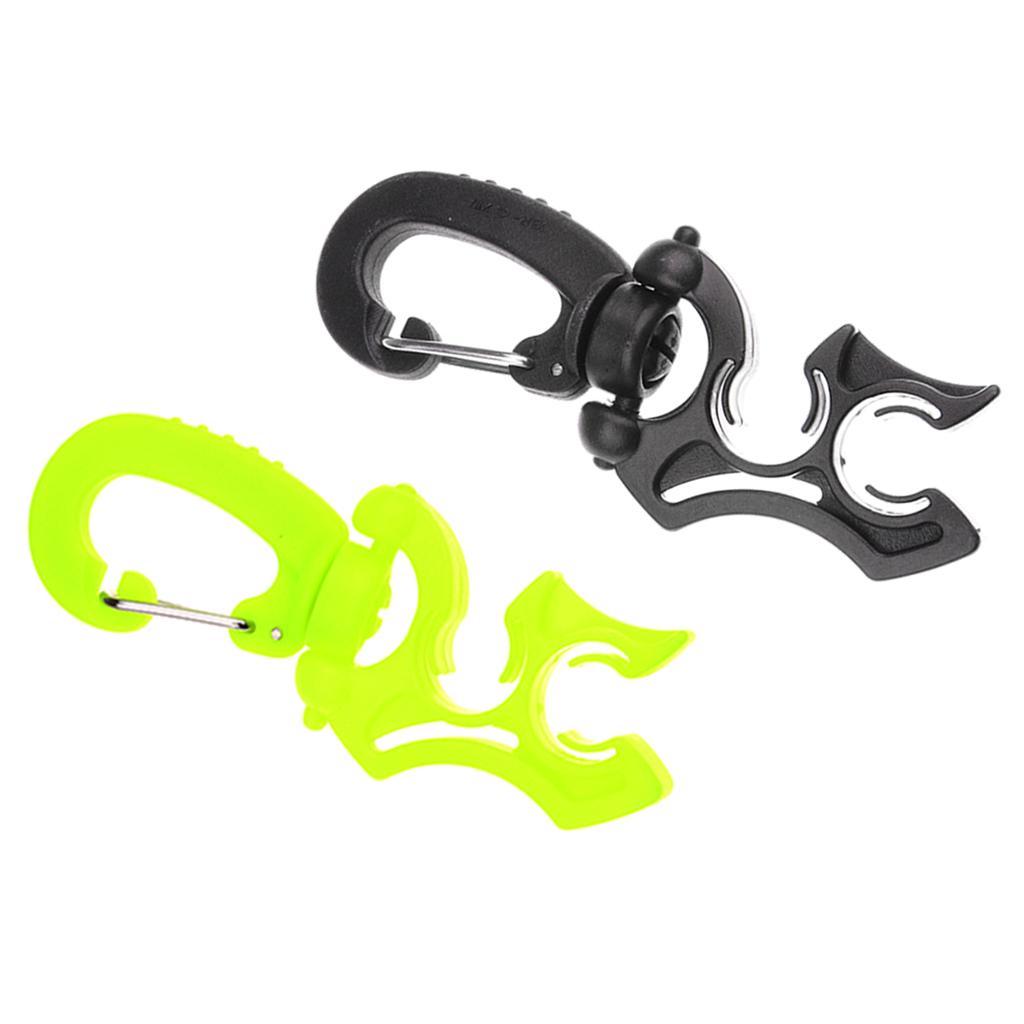 2Pcs Scuba Diving Underwater Plastic Double BCD Hose Holder with Clip Hook
