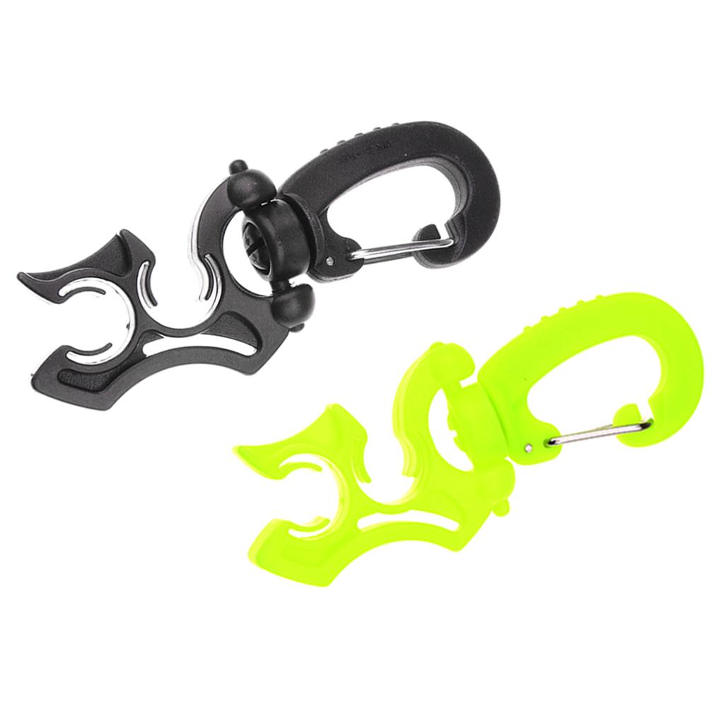2Pcs Scuba Diving Underwater Plastic Double BCD Hose Holder with Clip Hook