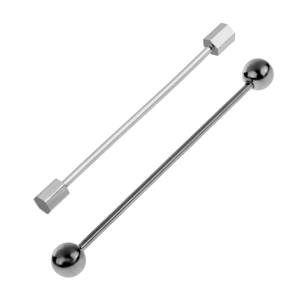 2 Pieces Skinny Pin Barbell Collar Tie Clip Clasp Bar Necktie Tie Wedding
