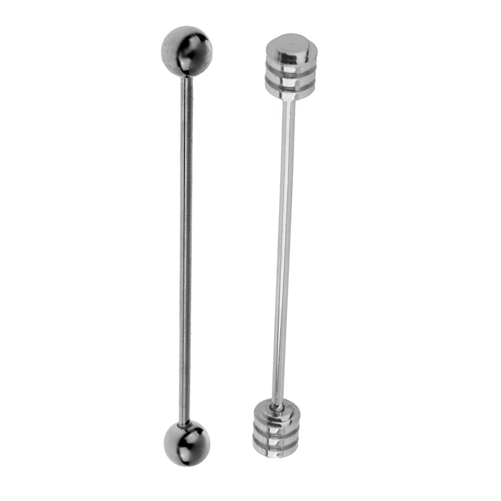 2 Pieces Round Barbell Pin Collar Lapel Tie Clip Bar Mens Fashion Wedding