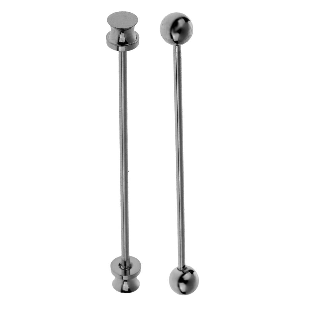 2 Pieces Round Barbell Pin Necktie Clip Bar Mens Wedding Party Jewelry