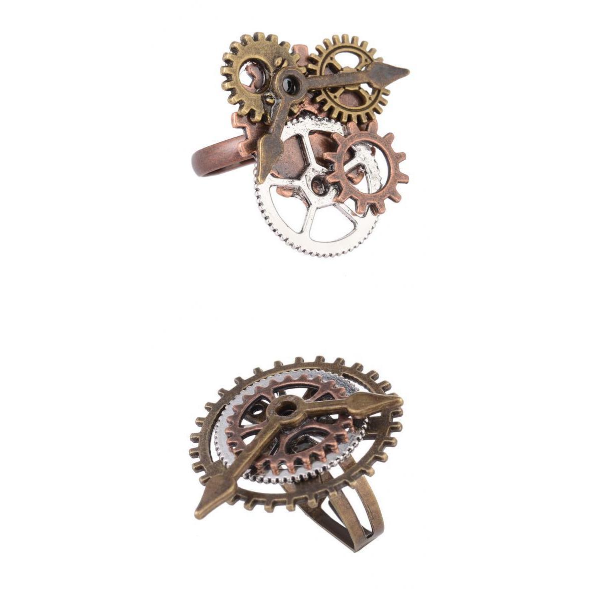 2 Pieces Antique Steampunk Watch Part Gears Wheel Rings Jewelry 17mm