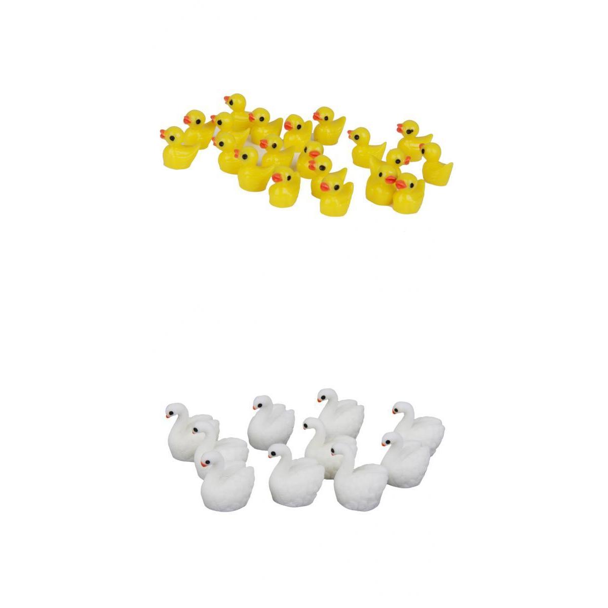30pcs Miniature House Garden Natural Statue Swan and Yellow Duck Shaped