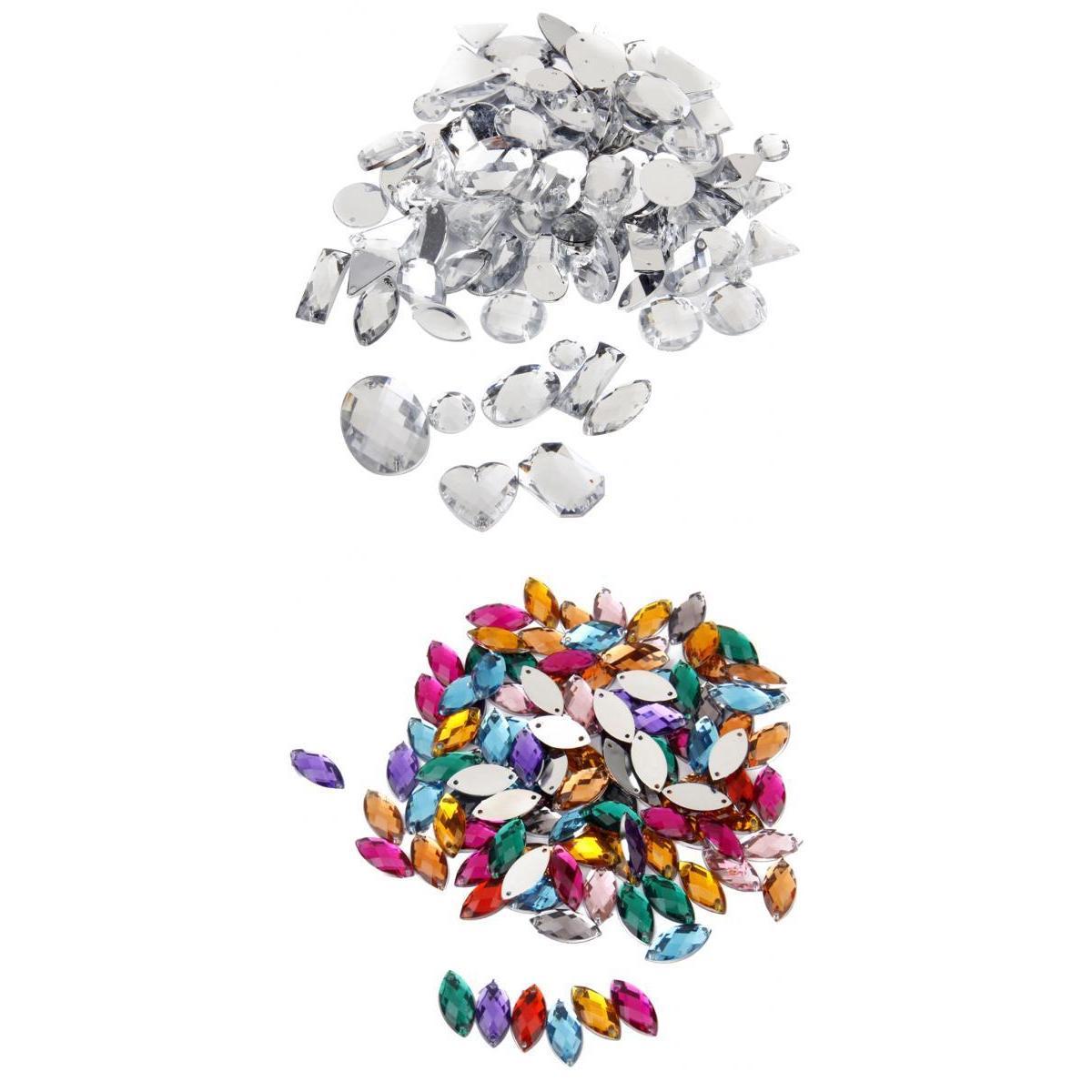 200pcs Mixed Acrylic Crystal Rhinestone Flatback Buttons DIY Embellishments