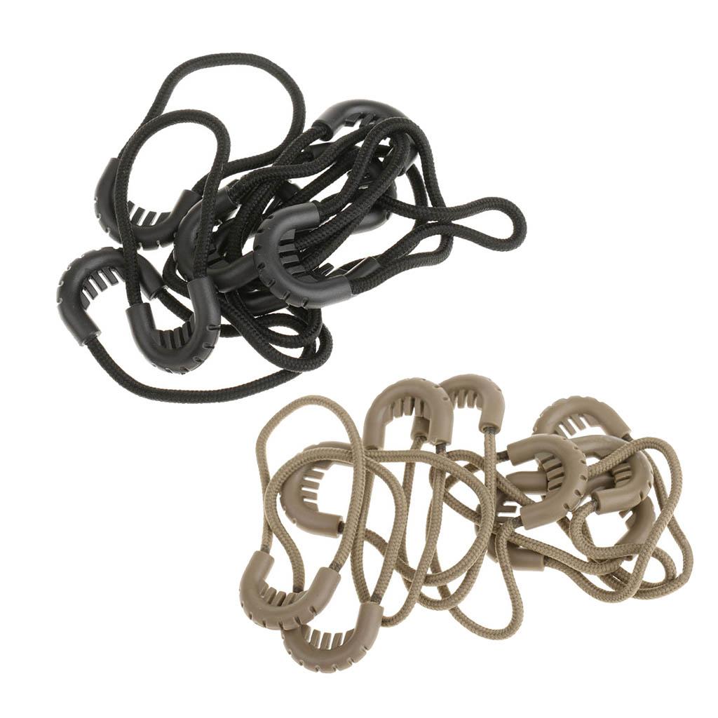 20pcs Zipper Pulls Cord Rope Ends Lock Zip Fastener for Jacket Bag Tan/Black