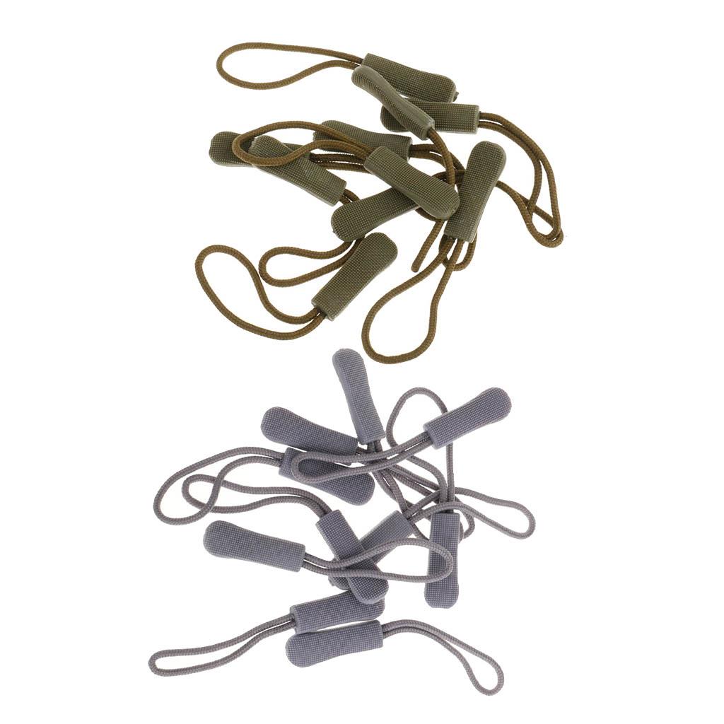 20pcs Non-slip Zipper Pull Cord Zip Puller Zip Fastener Buckle Grey/Green