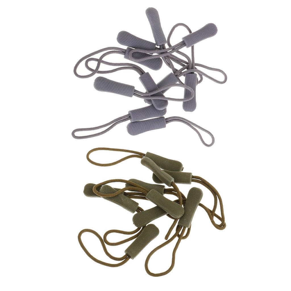 20pcs Non-slip Zipper Pull Cord Zip Puller Zip Fastener Buckle Grey/Green