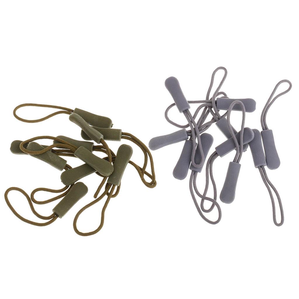 20pcs Non-slip Zipper Pull Cord Zip Puller Zip Fastener Buckle Grey/Green
