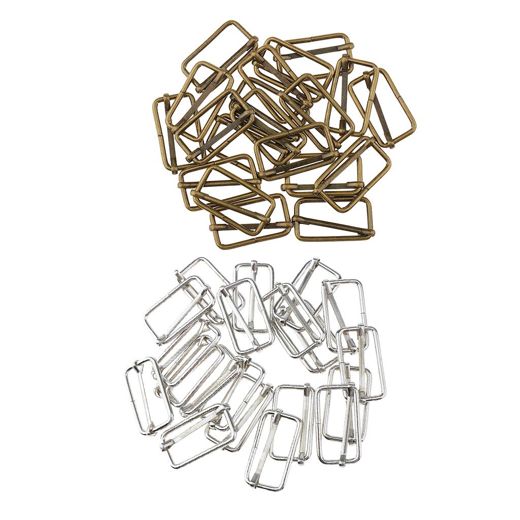 40 Pieces Metal Adjustable Buckle Connector for Bag Strap 32x16x2.8mm