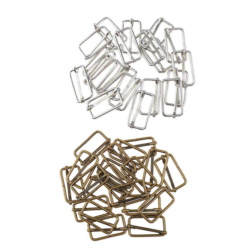 40 Pieces Metal Adjustable Buckle Connector for Bag Strap 32x16x2.8mm